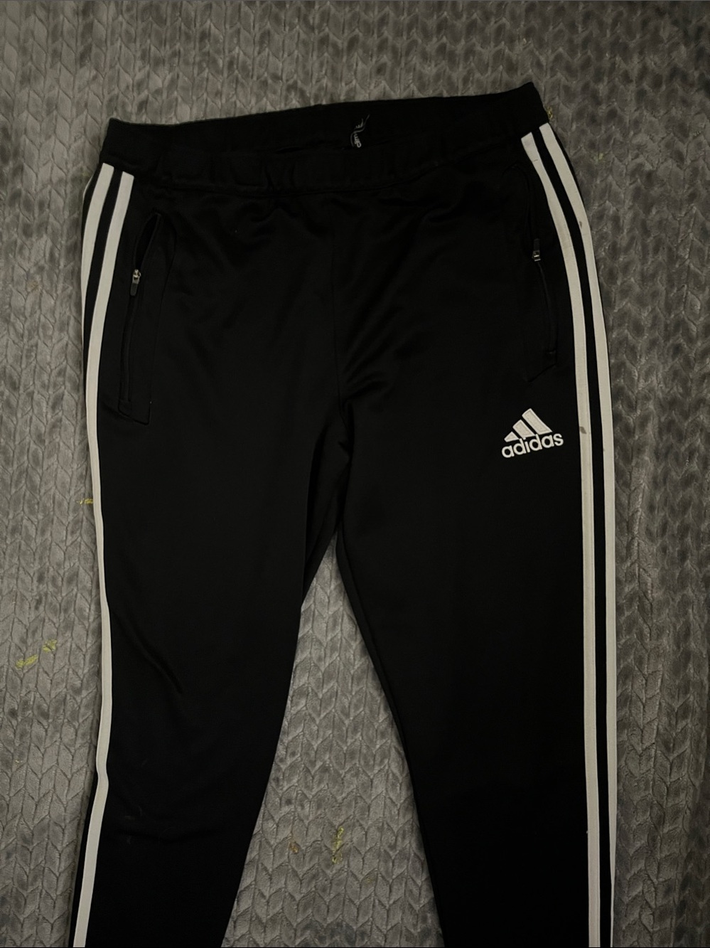 adidas Black Jogger Pants with White Side Stripes